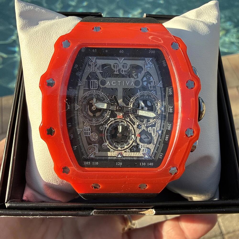 NWT Activa Fury X Invicta Collab Men's Watch Skeleton Dial  44.3mm Black Red